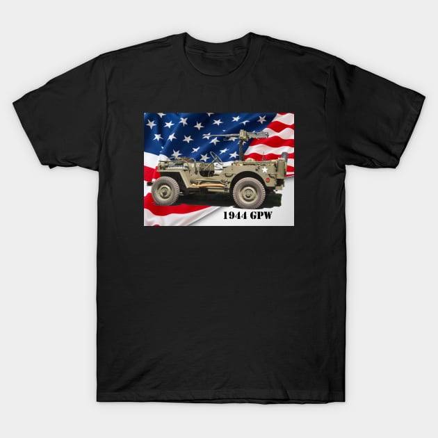 1944 GPW w/American flag T-Shirt by Toadman's Tank Pictures Shop